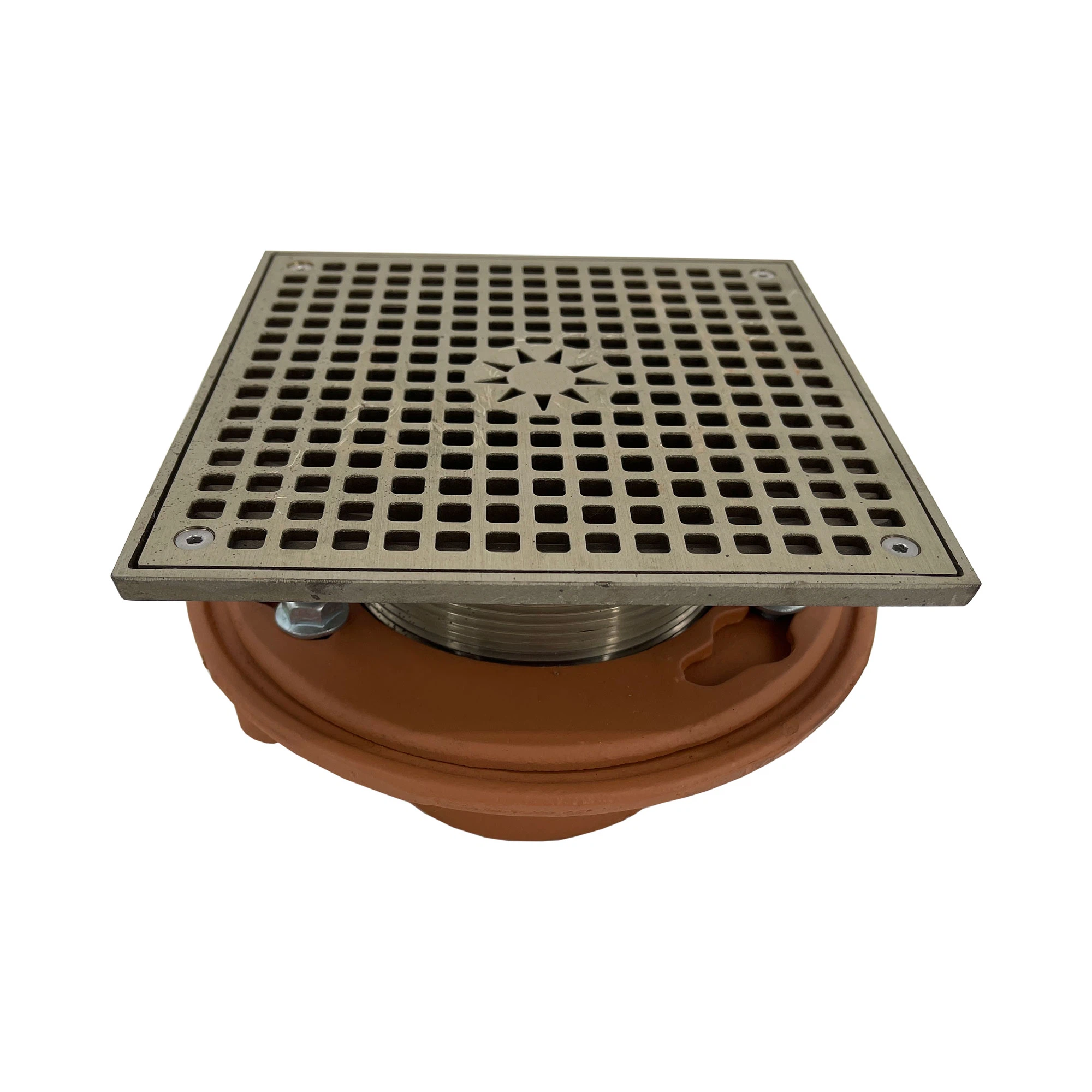 Quadratischer Bodenablauf mit verstellbarem Sieb